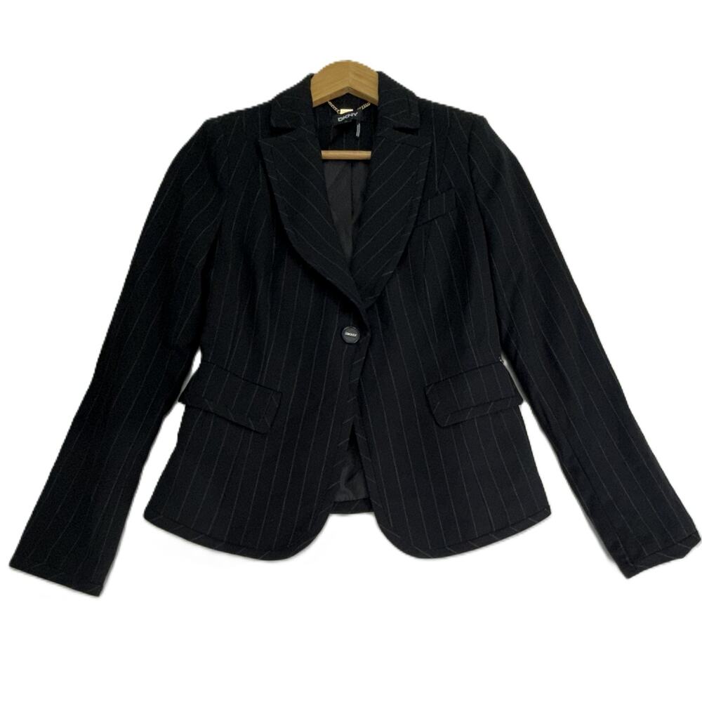 DKNY Women's Notched-Collar One-Button Jacket Black Petite Size 4P
